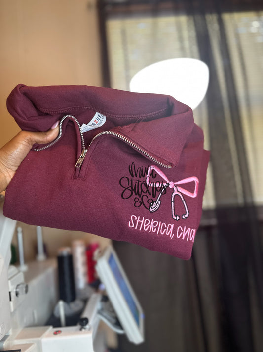 Personalized Bow Stethoscope Quarter Zip