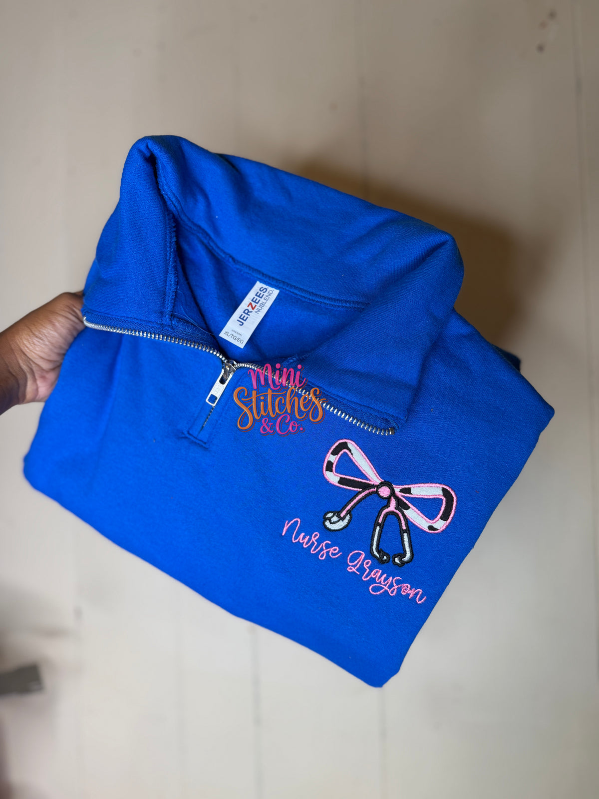 Fabric Bow Stethoscope Quarter Zip