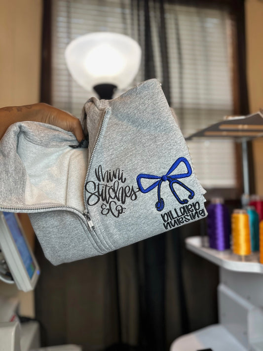 Personalized Bow Stethoscope Quarter Zip
